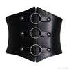 Chic wide corset belt for women in black PU leather, perfect for body sculpting and stylish waist support.