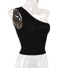 Sleeveless crop tank with irregular hem and superior stretch comfort