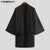 Men's black trench cardigan, casual long open coat, lightweight polyester, loose fit, stylish streetwear for spring and summe