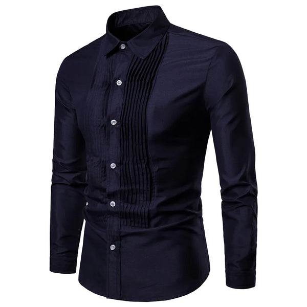 Elegant men's designer dress shirts in black and white, perfect for weddings, events, and stylish social occasions.