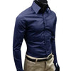 Classic Men's Business Dress Shirt in solid color, long sleeve, slim fit, perfect for office wear and casual outings.