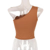 Versatile asymmetric edge crop top for layering or standalone style