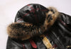 Model showcasing the versatility of the luxury men's shearling leather bomber jacket.