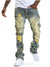 Trendy Men's Patchwork Fringe Stretch Jeans, Slight Flare, Various Colors, All Sizes S-XXL, Quality Cotton, Mid-Waist Fit, All-Season Wear