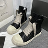 Unisex Leather High-Top Sneakers - Black Platform Shoes