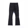 Trendy Men's Patchwork Fringe Stretch Jeans - Daily Wear Denim Fashion - Slight Flare, Mid-Waist Fit - All-Season Comfort - Trendy Style