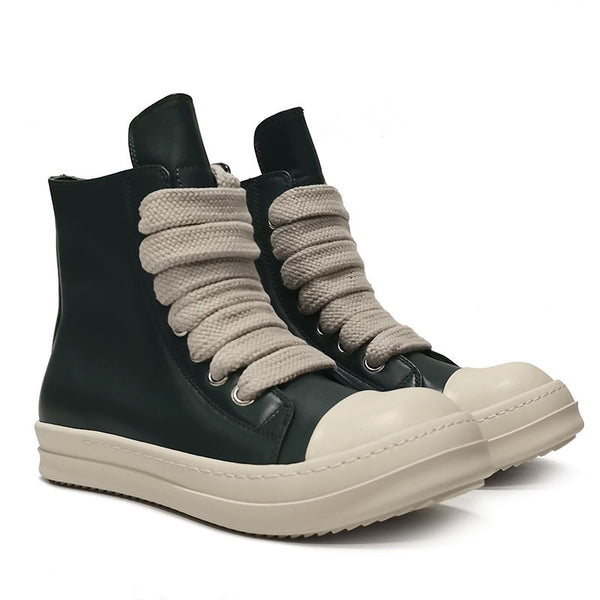 High-Top Leather Sneakers in Rose Red - Unisex Outdoor Sport Shoes with Side Zipper