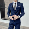 Elegant men's 3-piece suit in slim fit, perfect for business, weddings, and formal events. Blazer, vest, and pants included.