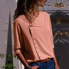 Elegant long sleeve office blouse for women in various colors, featuring a double-breasted closure and slim fit for professio