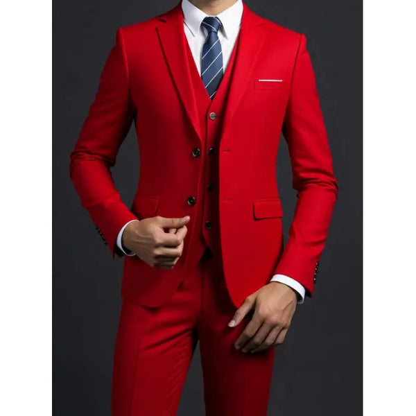 Model showcasing the elegant men's 3-piece suit at a banquet.
