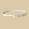 Chic skinny faux leather belt for women in vibrant red, perfect for adding style to dresses and casual outfits.