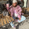 Women's printed jacket in soft cotton blend with classic tailored cut