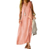 Ankle-length maxi dress in cotton linen blend perfect for warm weather