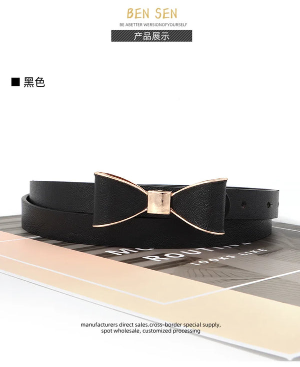 Elegant women's belt with bow detail in premium faux leather, perfect for casual and formal outfits. Stylish and versatile ac