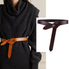 Premium knot cowhide leather belt for women, adjustable, chic design, perfect for dresses, coats, and high-waist pants.