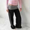 Comfortable striped bottoms with elastic waist and drawstring closure