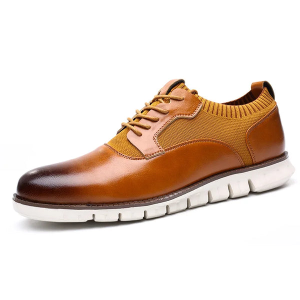 Elegant Men's Brogue Lace-Up Shoes - Soft Leather