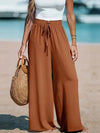 High waisted wide leg summer pants in lightweight breathable fabric