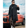 Men's casual trench coat in plus sizes, single-breasted, medium length, loose fit, stylish outerwear for autumn and winter.