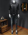 Men's Slim Fit PU Leather Moto Jacket with zipper closure, waterproof features, and stylish design for all seasons.