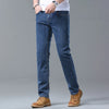 Men's blue denim jeans with adaptive stretch technology