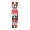 Elegant two-piece suit featuring a tailored black skirt and stylish white blouse.