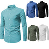 Stand collar pure cotton casual shirt for men in solid color with single-breasted closure