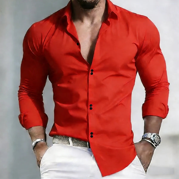 Comfortable stretch business shirt with modal blend and single-breasted closure