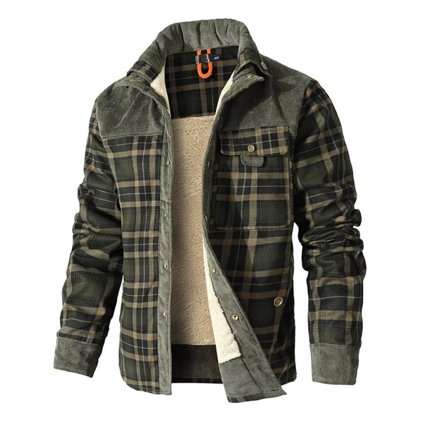 Winter's Embrace Jacket in action, protecting against harsh winter elements.