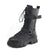 Chic mid-calf motorcycle boots for women, featuring lace-up closure, non-slip outsole, and stylish PU leather design.