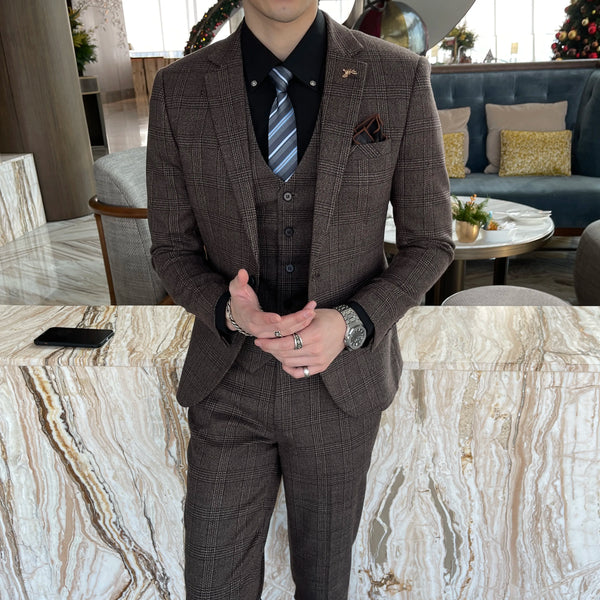 Autumn Charisma suit set styled for a winter event, exuding elegance.