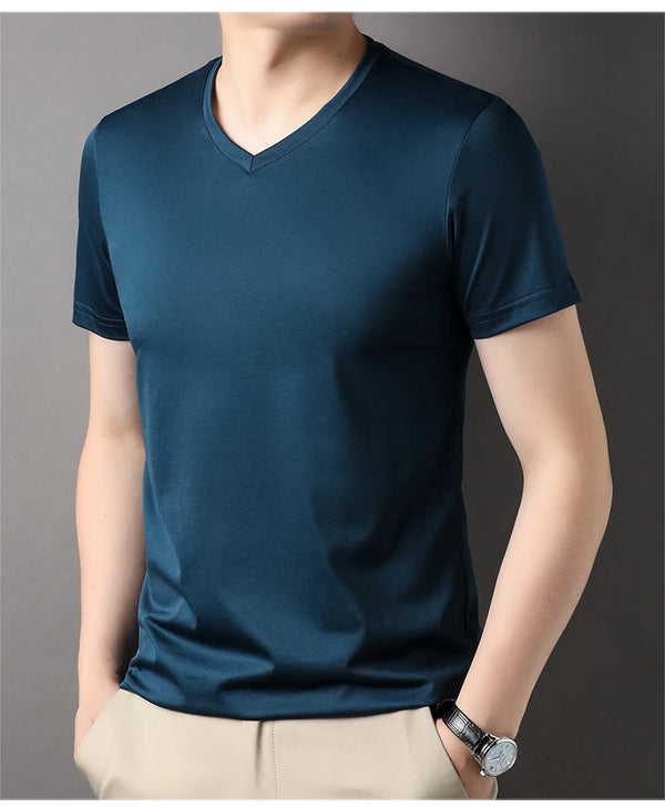 Men's breathable v-neck tee for spring summer