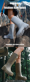 Chic waterproof women's ankle rain boots with non-slip outsole, perfect for rainy days and outdoor events.