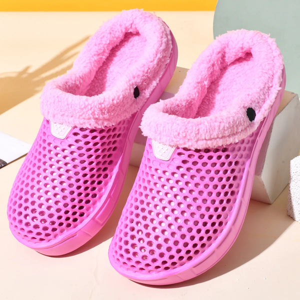Cotton clogs transitioning from indoor to outdoor setting