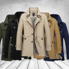 Sleek Men's Casual Business Trench Coat in polyester with turn-down collar, perfect for stylish business and casual wear.
