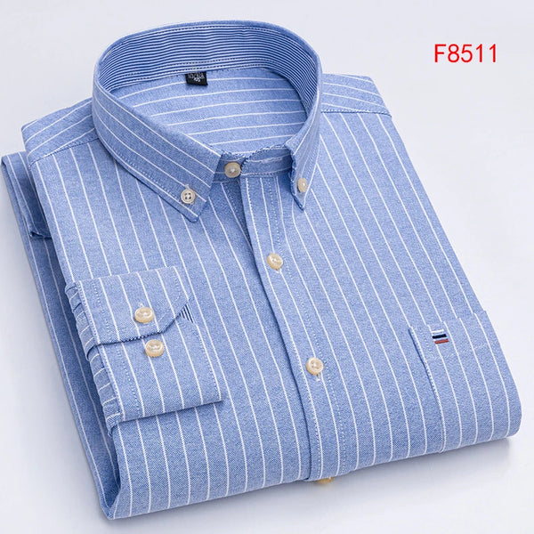 Close-up of the collar and cuffs of the Oxford Confidence Shirt.