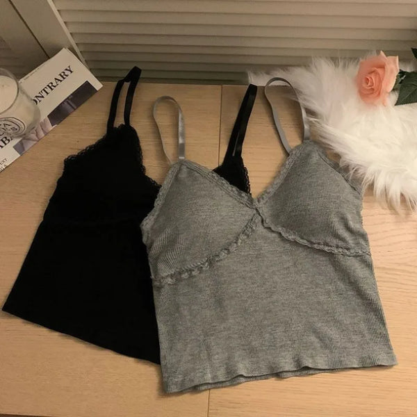 Soft nylon camisole with elegant tatting lace detail for everyday wear