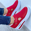 Lightweight mesh sneakers for women featuring breathable fabric and low platform sole
