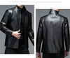 Classic goatskin leather jacket for men, lightweight, stylish, with stand collar and zipper, perfect for spring and autumn.