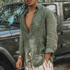 Lightweight linen broadcloth shirt featuring generous oversized fit and timeless turn-down collar design