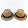 Men's fashion fedora in neutral tones, offering sun protection with elegance.
