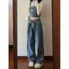 High-waist vintage denim straight-leg jeans for women, featuring a flattering fit and lightweight, durable fabric.