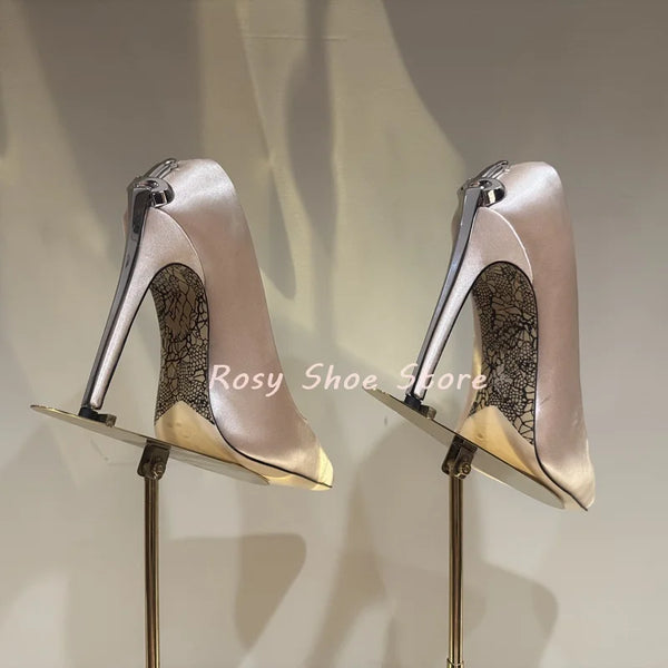 Fashionable pointed toe heels perfect for weddings and galas.