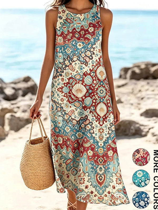 Feminine floral midi dress with flattering sweetheart cut and soft drape