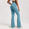 High-waist wide-leg yoga pants in black, made from breathable nylon and spandex.