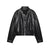 Chic faux leather bomber jacket for women, perfect for autumn fashion and versatile layering with a turtleneck collar.