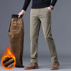 Men's corduroy trousers with soft fleece lining and stretch fabric for cold weather