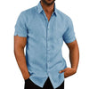 Regular fit button-front shirt in comfortable cotton-linen material
