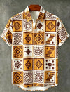Breathable summer shirt displaying tribal-inspired geometric print perfect for travel and leisure