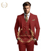 Elegant Men's 3-Piece Wedding Suit Set with notch lapel jacket, vest, and trousers for formal events and weddings.